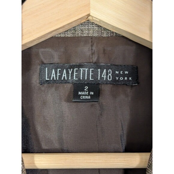 Lafayette 148 Blazer Size 2 Wool Plaid Houndstooth Academia - Picture 3 of 8